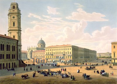 La Chiesa Cattolica e via Mikhailovskaya a San Pietroburgo, stampata da J. Jacottet e Regamey, pubblicata da Lemercier, Parigi, 1850s da French School